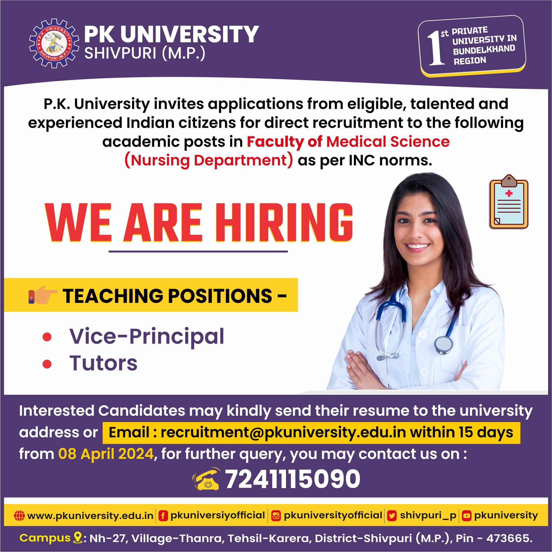 Nursing vacancy ad-min