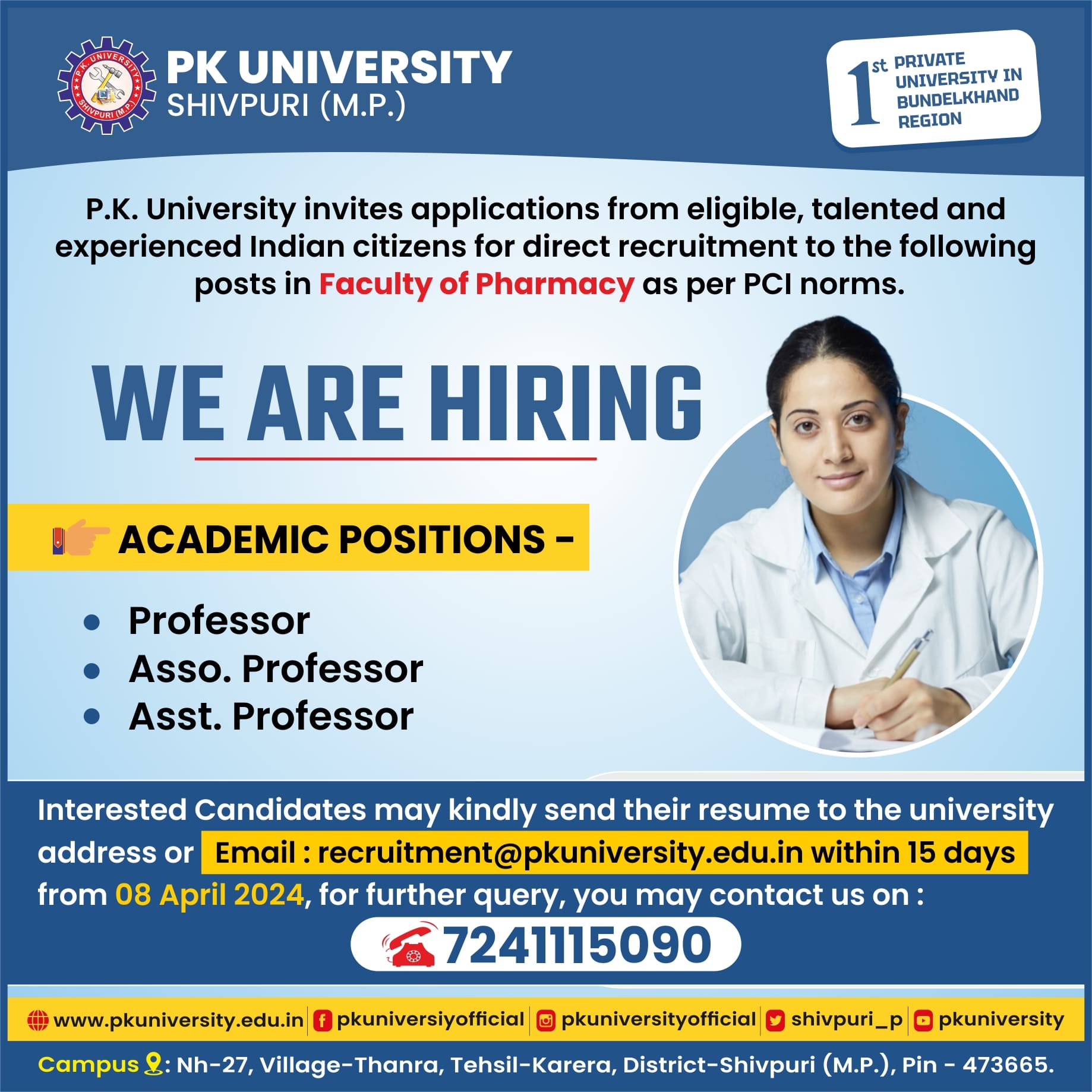 Pharmacy Vacancy ad-min